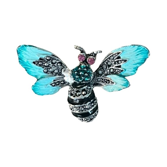 Jewelry - Vintage Blue and Silver Bee Brooch